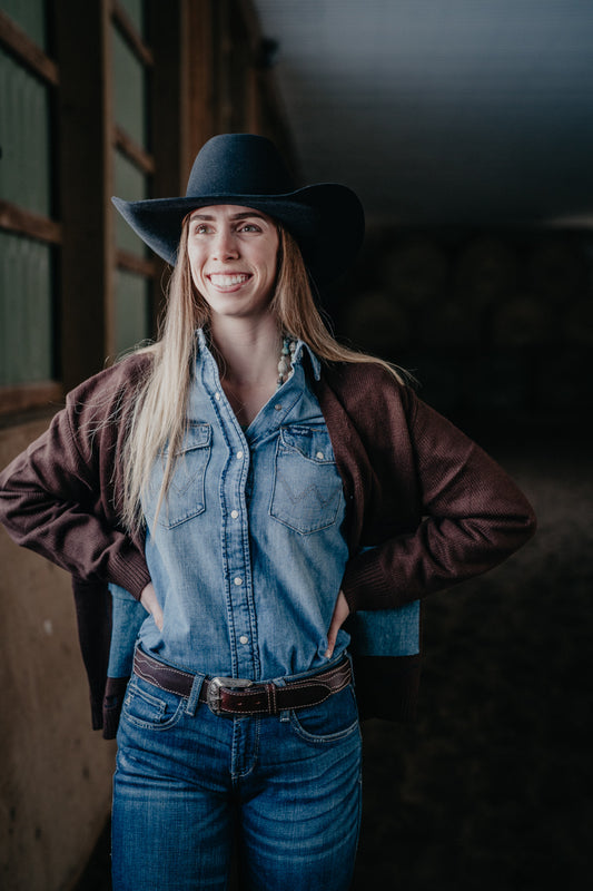 'Harley' Wrangler Women's Vintage Fit Denim Pearl Snap Shirt (XS - XXL)