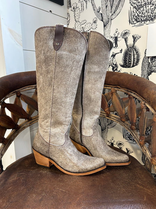 {Size 7.5 WIDE Calf Width} 'Granizo Cafe' Tall Cowhide Boots by Liberty Black