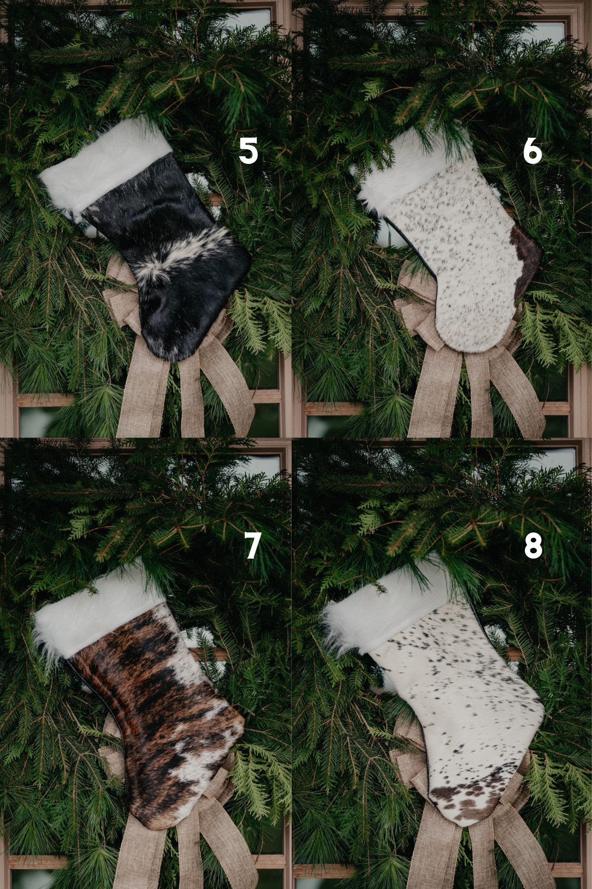 Handmade Cowhide Christmas Stockings