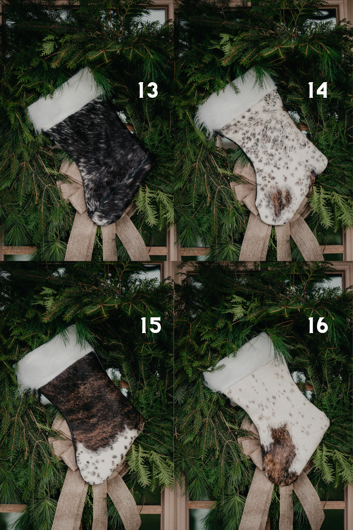 Handmade Cowhide Christmas Stockings