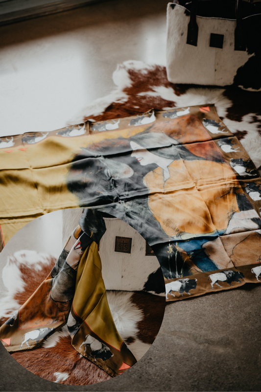 'Girl & Bison' Premium Silk 35x35" Wild Rag