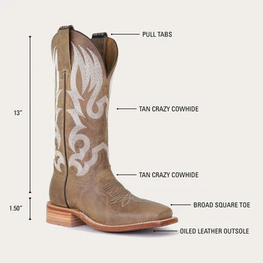 13" 'Augusta' Tan Hyer Women's Cowboy Boots (Sizes 6-11/ B & C Widths)