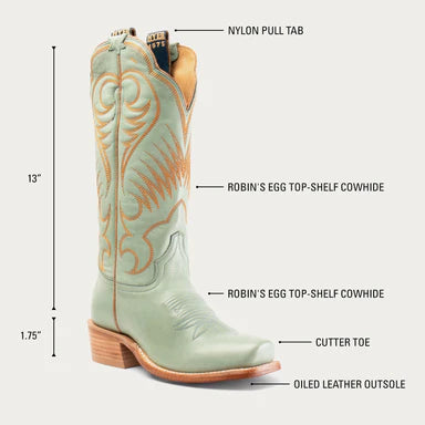 13" Hyer Women's Leawood Robin's Egg Boots (Sizes 5.5-10, B/C Widths)