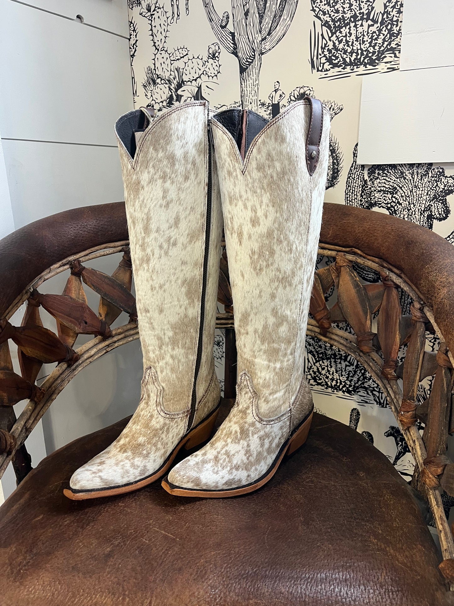 {Size 6 Regular Calf Width} 'Granizo Cafe' Tall Cowhide Boots by Liberty Black