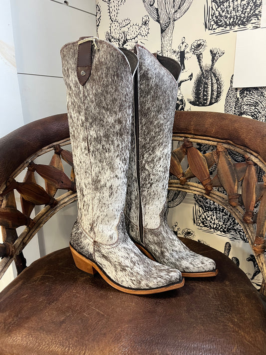 {Size 6.5 Regular Calf Width} 'Granizo Cafe' Tall Cowhide Boots by Liberty Black