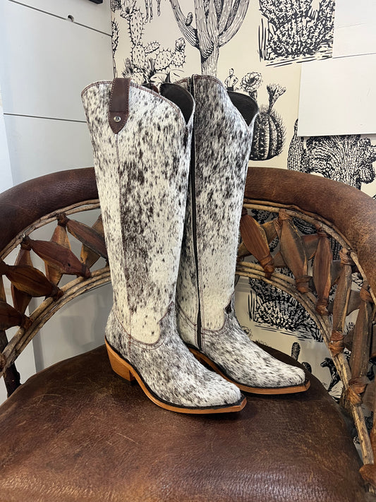 {Size 7 Regular Calf Width} 'Granizo Cafe' Tall Cowhide Boots by Liberty Black