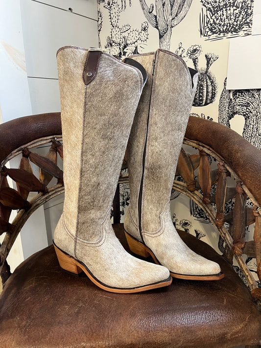 {Size 8 WIDE Calf Width} 'Granizo Cafe' Tall Cowhide Boots by Liberty Black