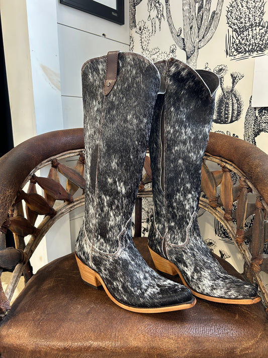 {Size 10 WIDE Calf Width} 'Granizo Cafe' Tall Cowhide Boots by Liberty Black