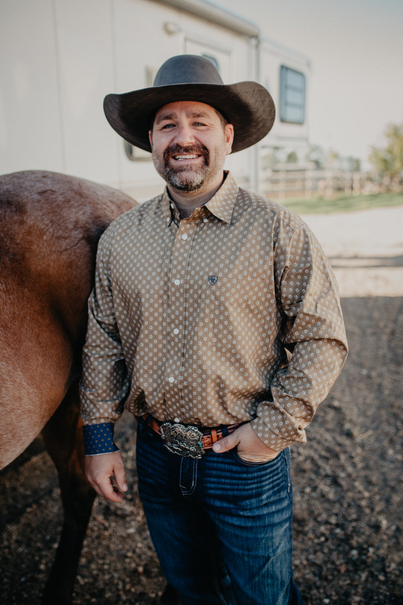 'Darryl' Khaki Wrinkle Free Long Sleeve Shirt (S-XXL)