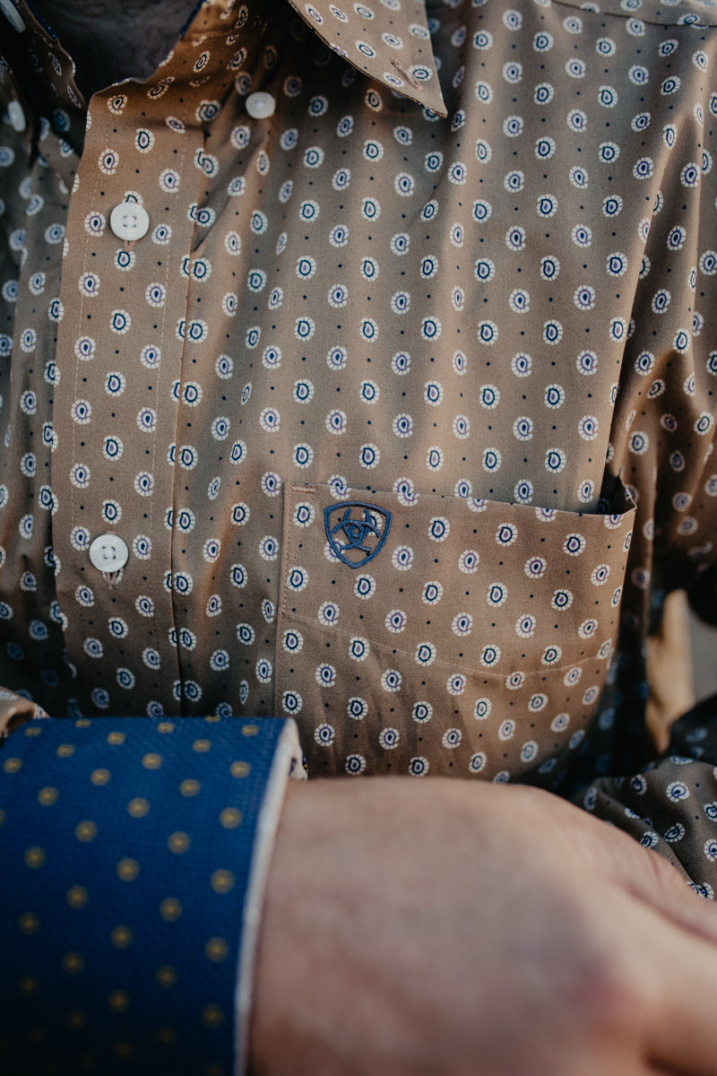 'Darryl' Khaki Wrinkle Free Long Sleeve Shirt (S-XXL)