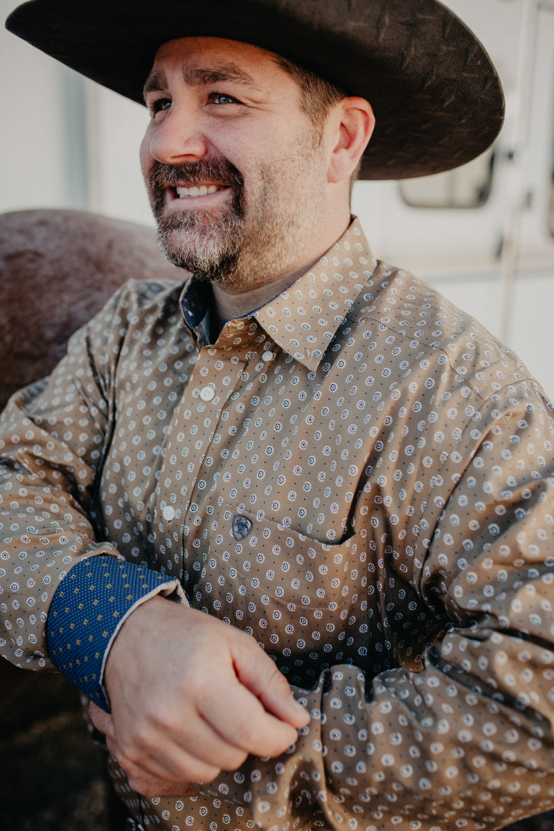 'Darryl' Khaki Wrinkle Free Long Sleeve Shirt (S-XXL)