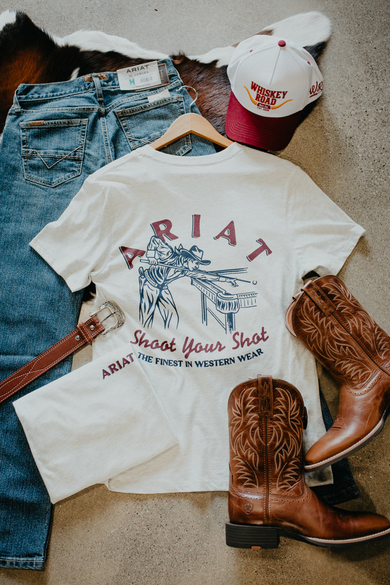 'Straight Shooter' Ariat Men's Graphic T-Shirt Graphite Heather (S-XXL)