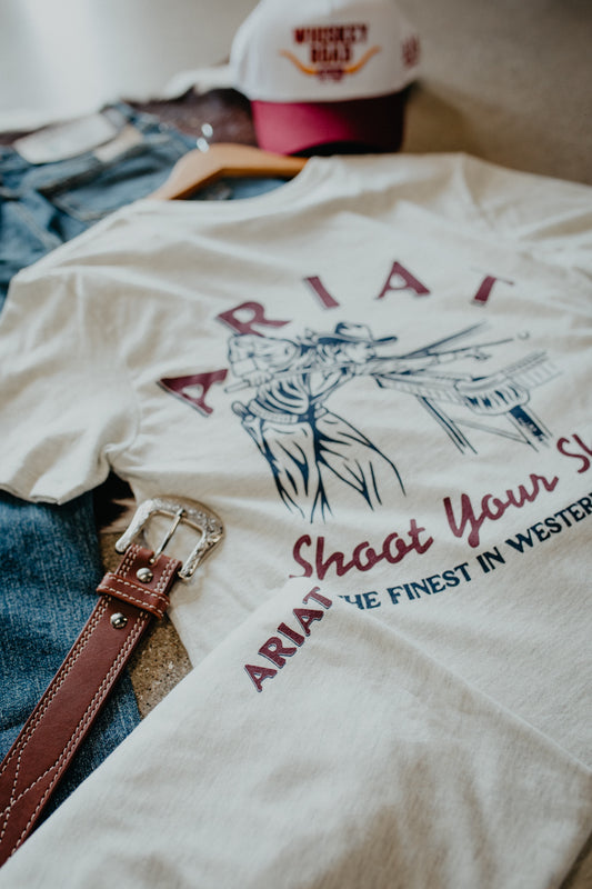 'Straight Shooter' Ariat Men's Graphic T-Shirt Graphite Heather (S-XXL)