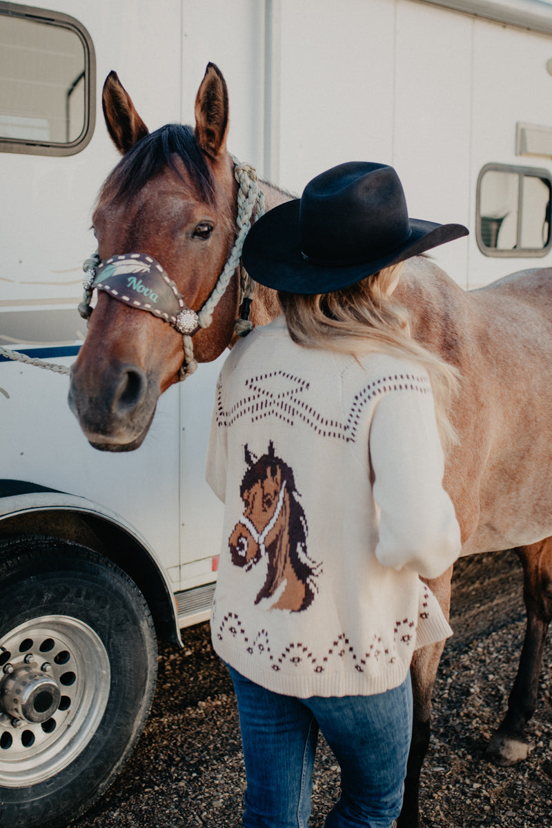 'Stella' Open Front Vintage Inspired Horse Head Cardigan (S-L)