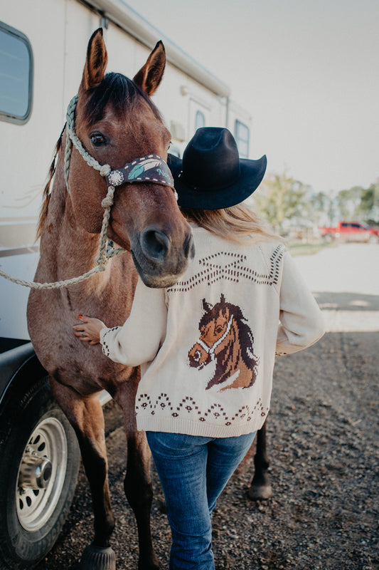 'Stella' Open Front Vintage Inspired Horse Head Cardigan (S-L)