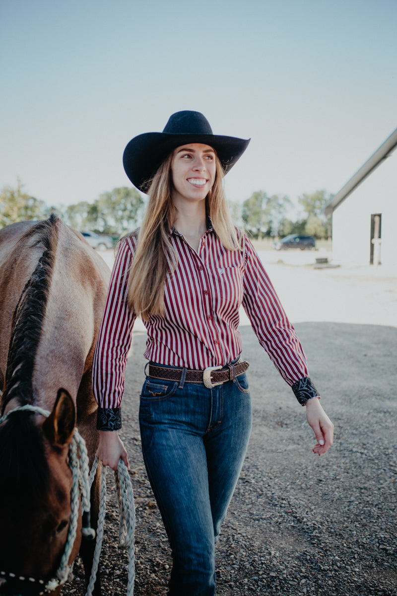 'Lexi' Women's Ariat Cabernet Pinstripe Kirby Button Up (XS-XXL)