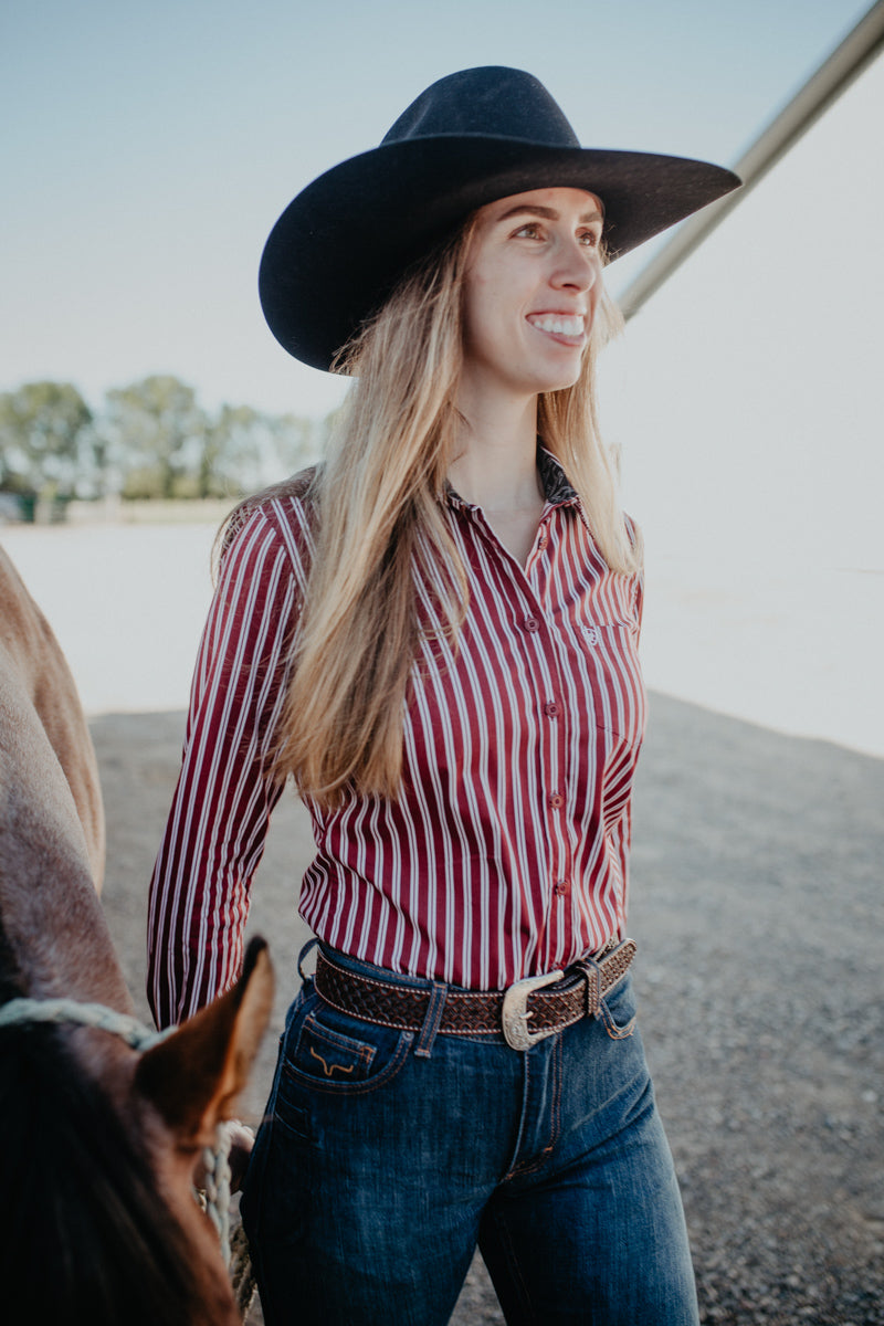 'Lexi' Women's Ariat Cabernet Pinstripe Kirby Button Up (XS-XXL)