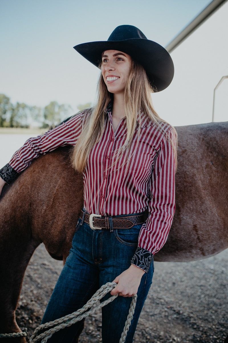 'Lexi' Women's Ariat Cabernet Pinstripe Kirby Button Up (XS-XXL)