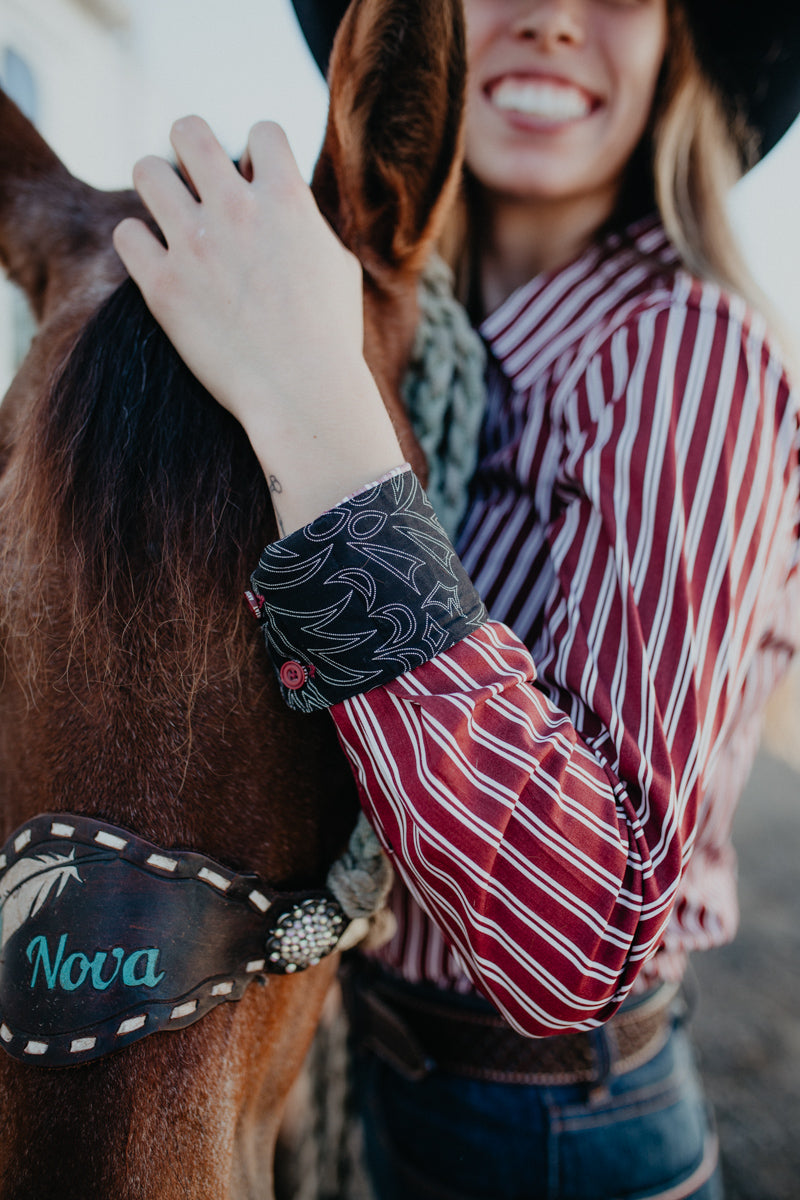 'Lexi' Women's Ariat Cabernet Pinstripe Kirby Button Up (XS-XXL)