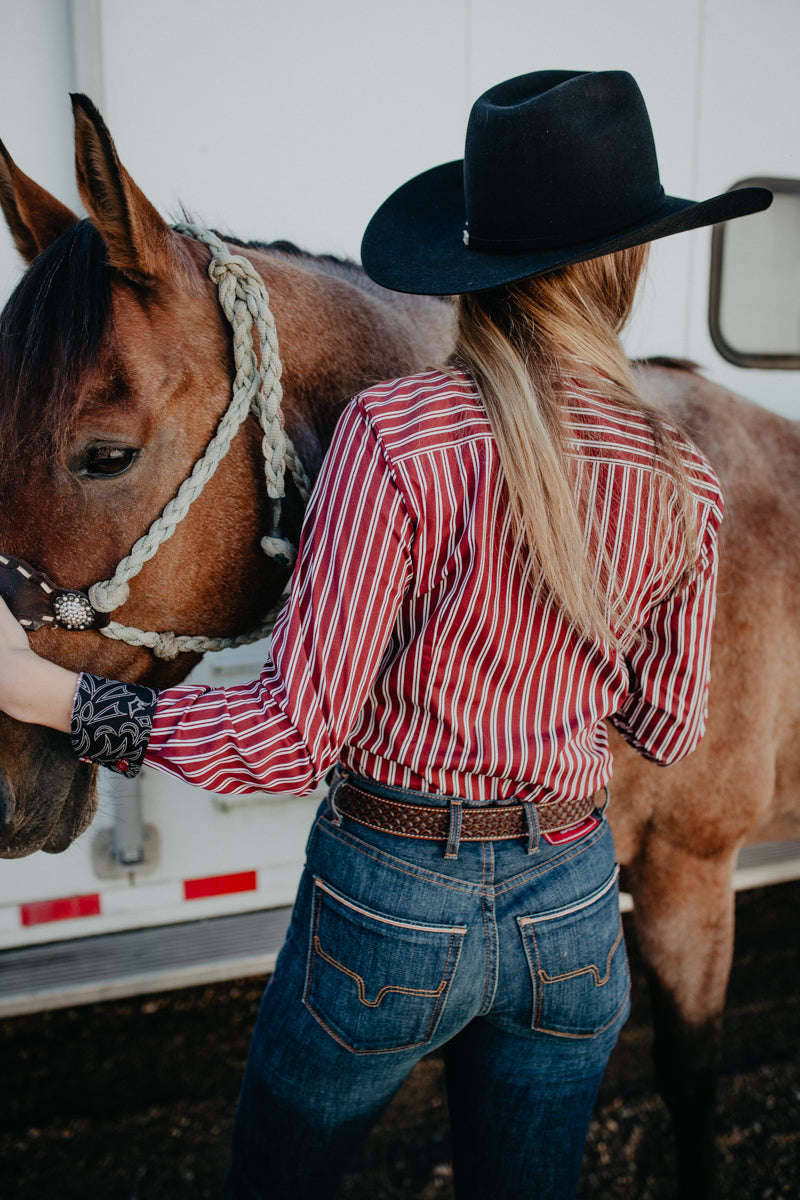 'Lexi' Women's Ariat Cabernet Pinstripe Kirby Button Up (XS-XXL)