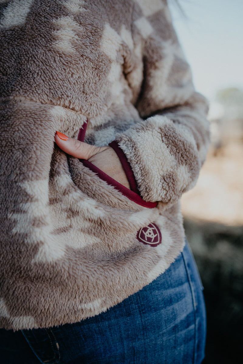 'Oakly' Ivory and Taupe Tek Fleece Pullover by Ariat (XS - XXL)