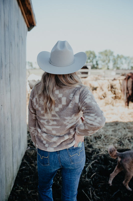'Oakly' Ivory and Taupe Tek Fleece Pullover by Ariat (XS - XXL)