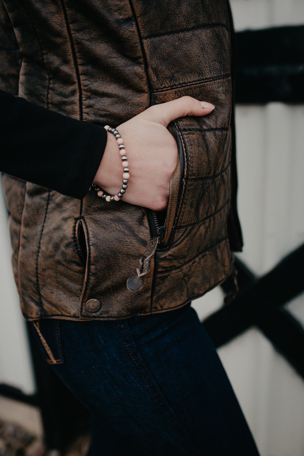 'Yasmin' Leather Puff Vest with Cowhide Yoke by STS Ranchwear (S, M(B) Only)