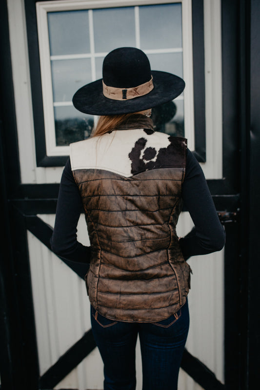 'Yasmin' Leather Puff Vest with Cowhide Yoke by STS Ranchwear (S, M(B) Only)