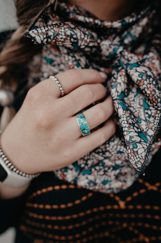 Sterling Silver & Turquoise Inlay Rings (Sizes 7-11)