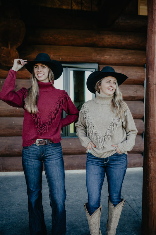 'Kailey' Knit Turtleneck Sweater with Fringe (2 Colours; S - L)