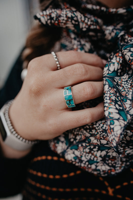 Sterling Silver & Turquoise Inlay Rings (Sizes 7-11)