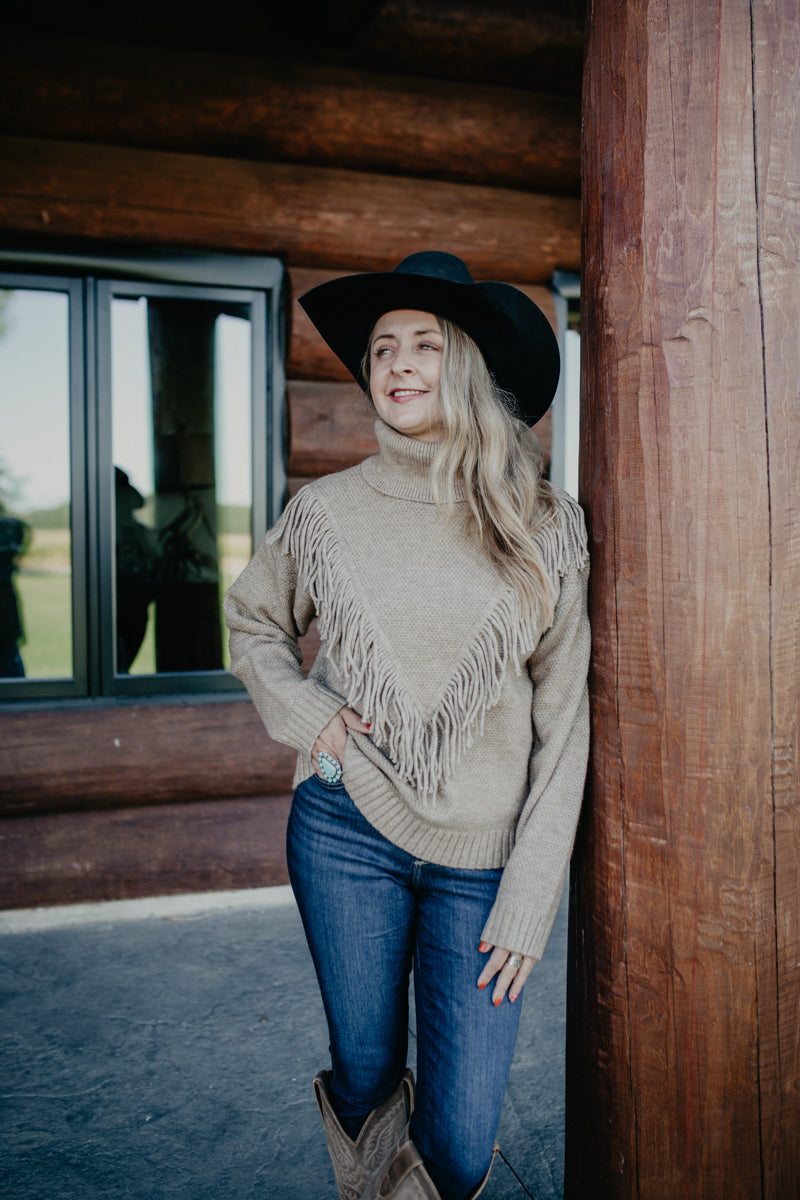 'Kailey' Knit Turtleneck Sweater with Fringe (2 Colours; S - L)
