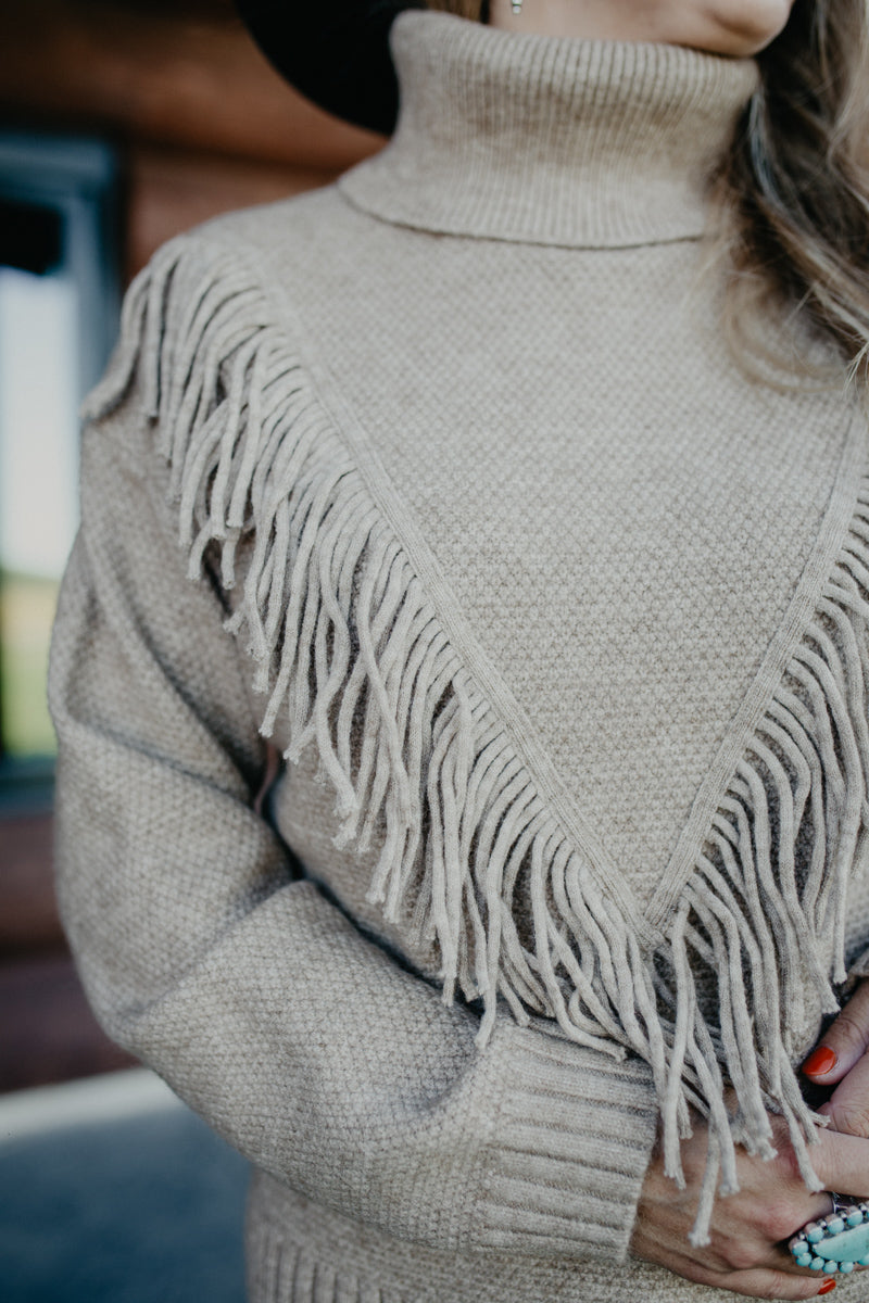 'Kailey' Knit Turtleneck Sweater with Fringe (2 Colours; S - L)