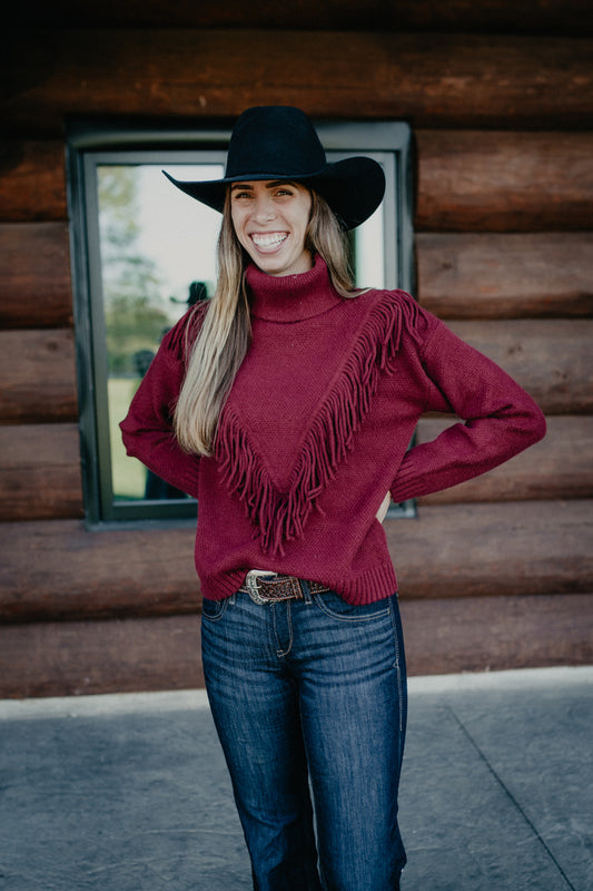'Kailey' Knit Turtleneck Sweater with Fringe (2 Colours; S - L)