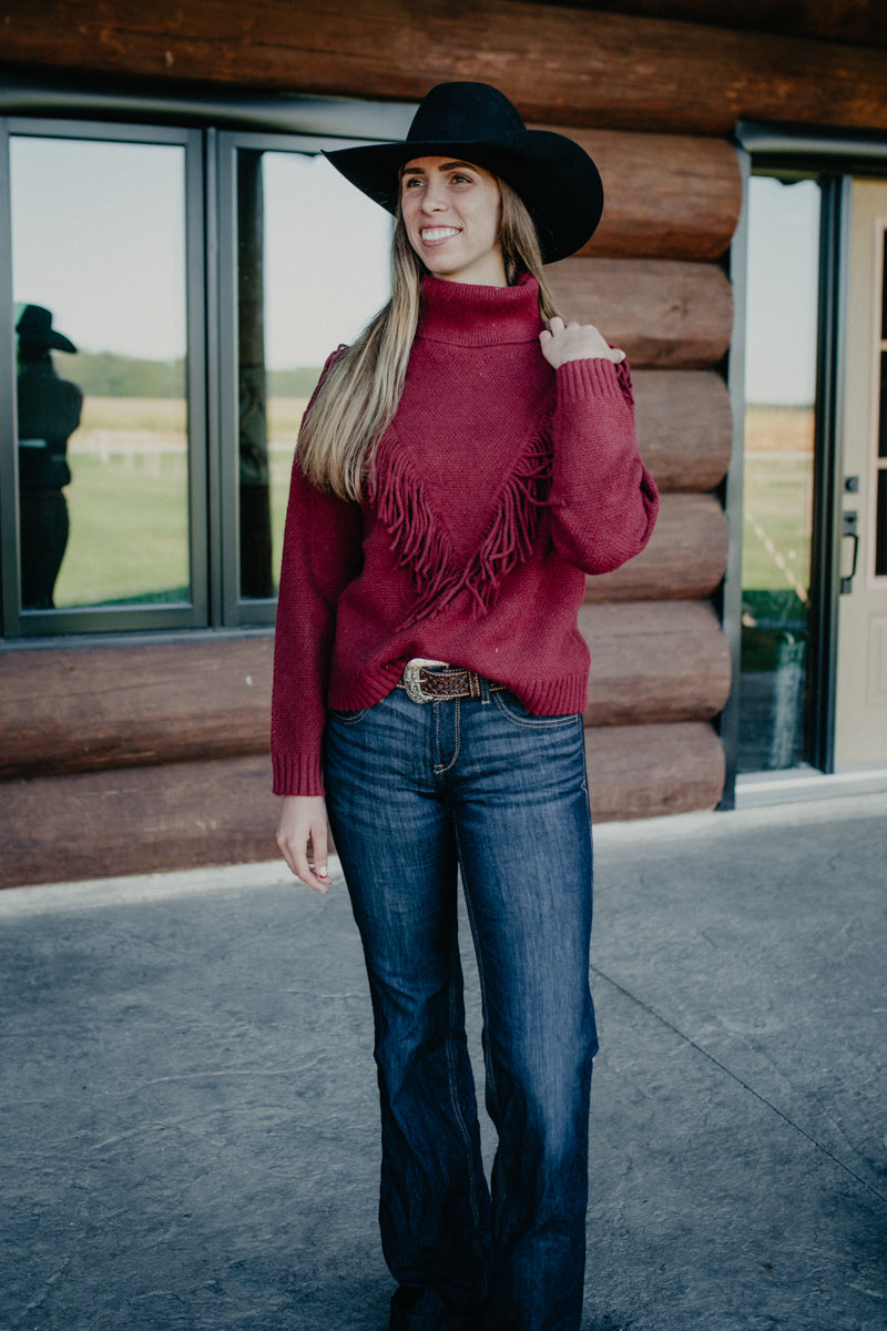 'Kailey' Knit Turtleneck Sweater with Fringe (2 Colours; S - L)