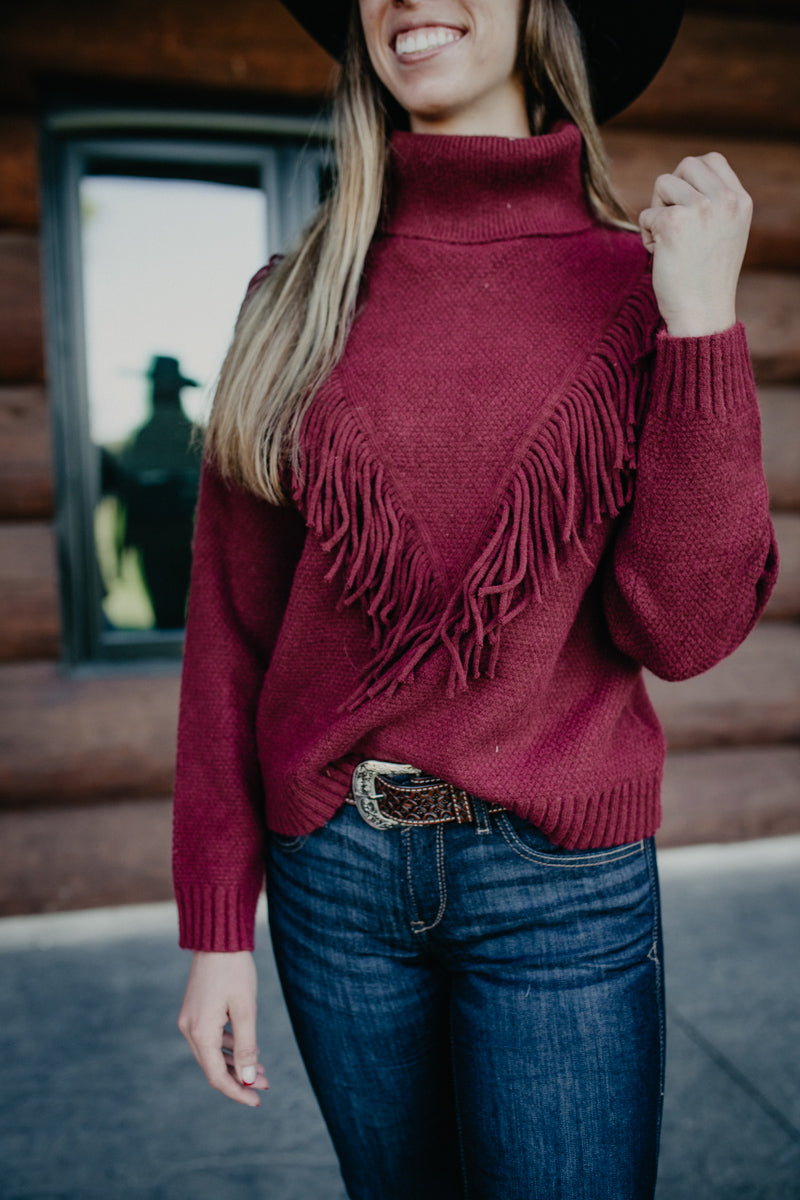 'Kailey' Knit Turtleneck Sweater with Fringe (2 Colours; S - L)