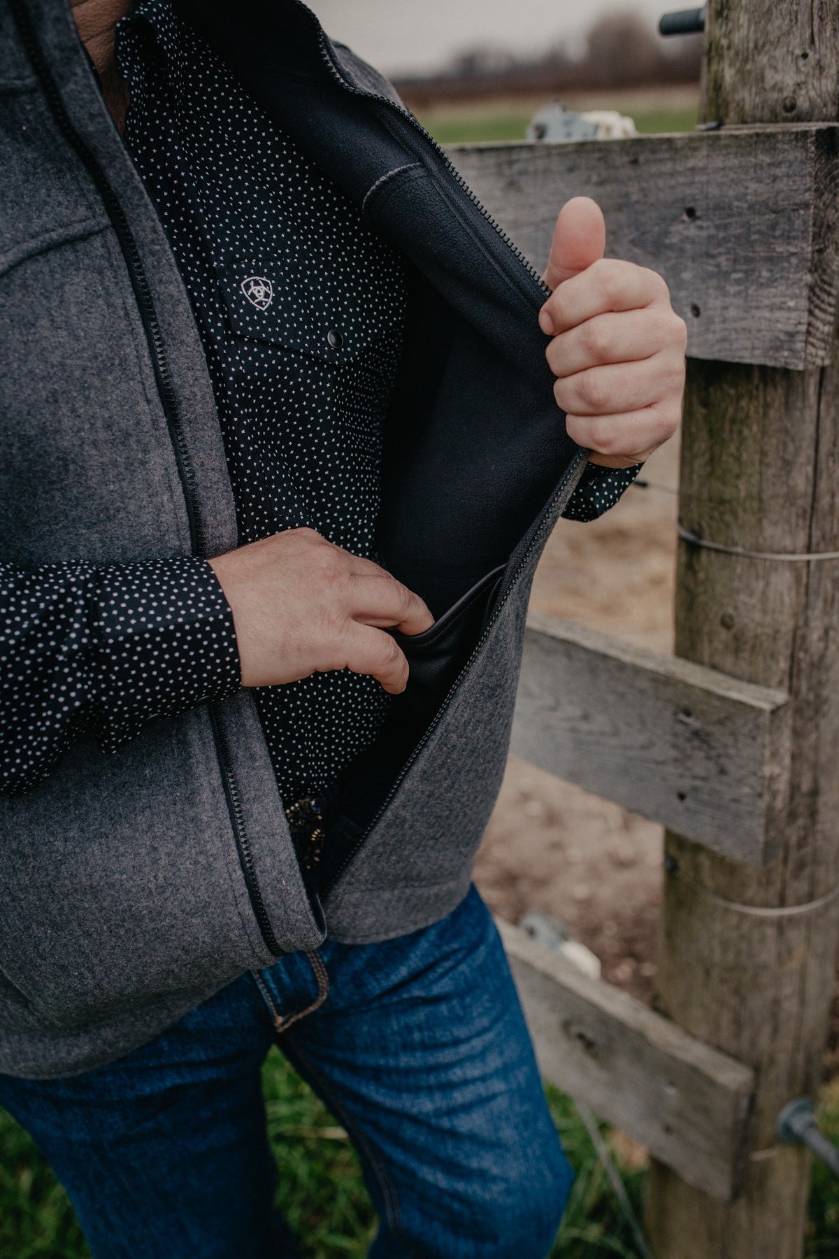 'James' Bonded Men's Wooly Vest by CINCH (Charcoal - S, L, XXL Only)