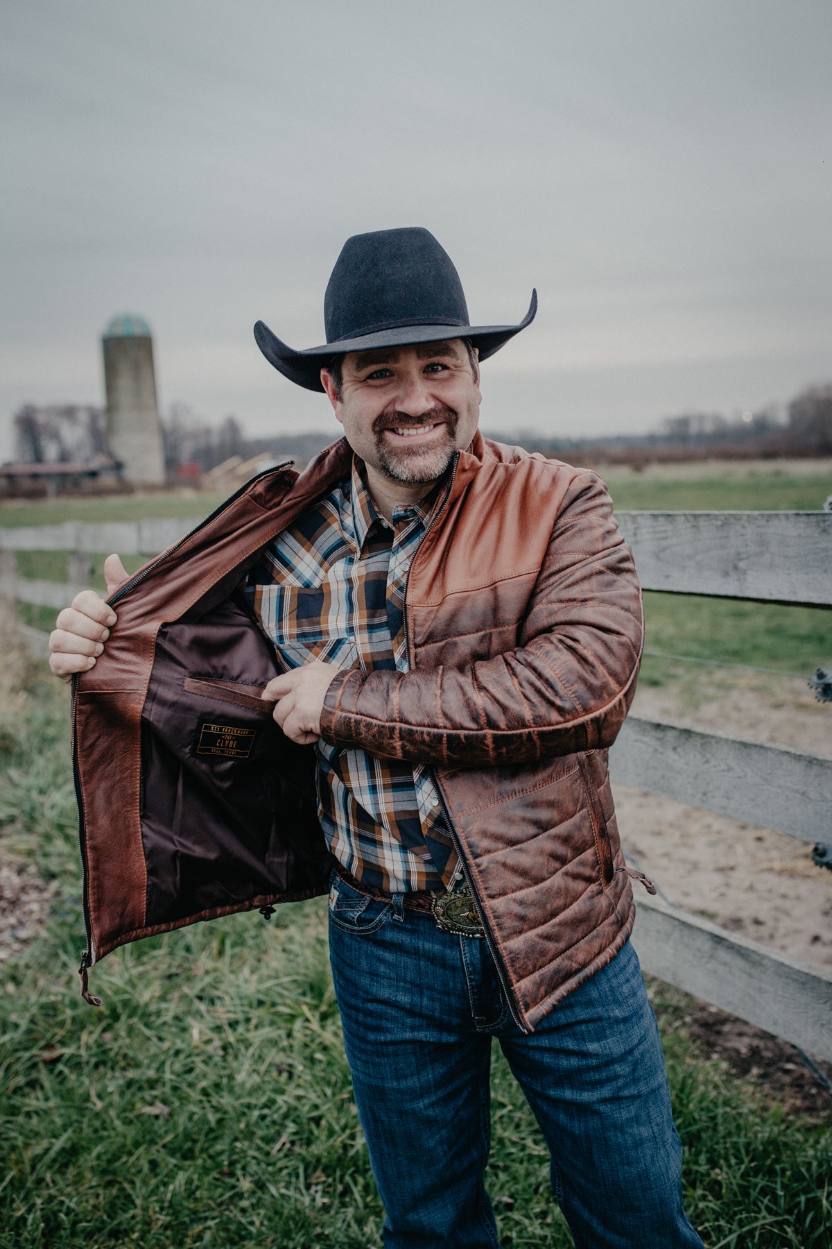 'Clyde' Men's Tobacco Puff Leather Jacket by STS Ranchwear (L, XL Only)