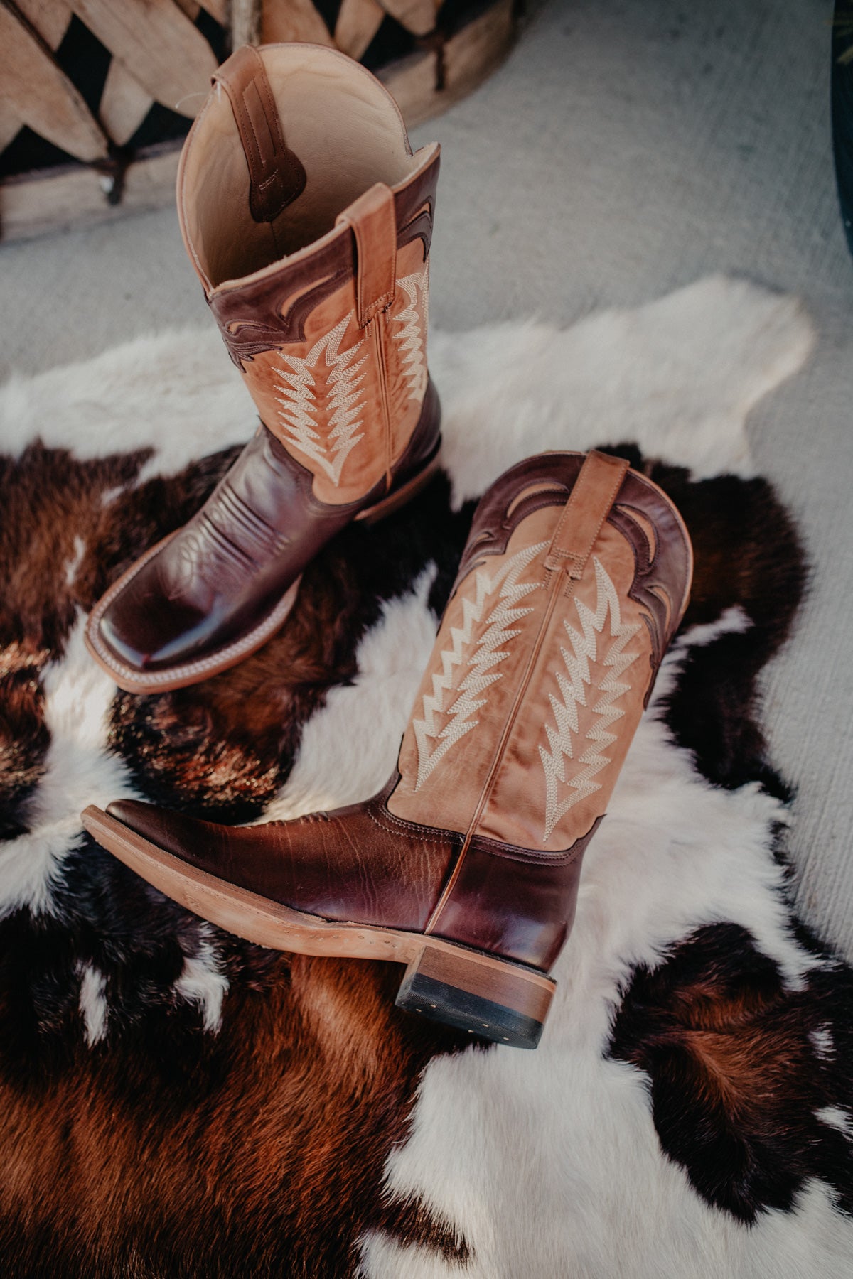 'Marion' Stetson Longhorn Wide Square Toe Cowboy Boot