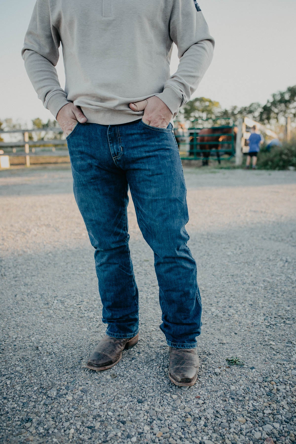 'Nash' Men's Retro Wrangler Slim Bootcut Jeans (River Wash)