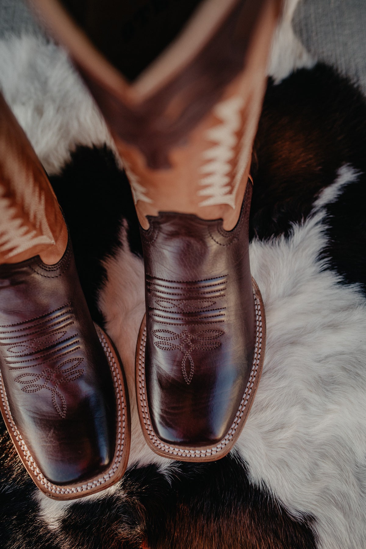 'Marion' Stetson Longhorn Wide Square Toe Cowboy Boot