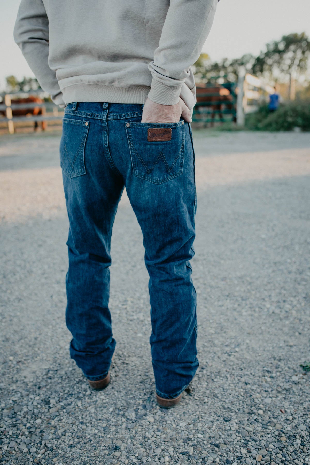 'Nash' Men's Retro Wrangler Slim Bootcut Jeans (River Wash)