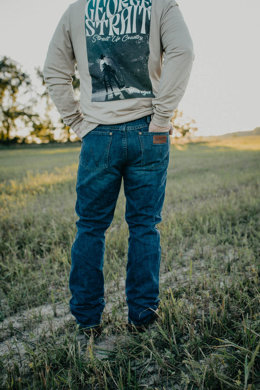 'Nash' Men's Retro Wrangler Slim Bootcut Jeans (River Wash)