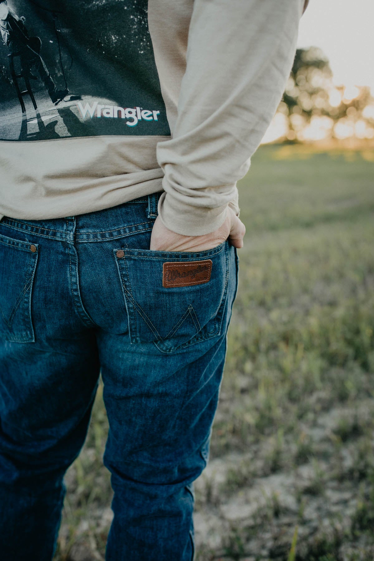 'Nash' Men's Retro Wrangler Slim Bootcut Jeans (River Wash)