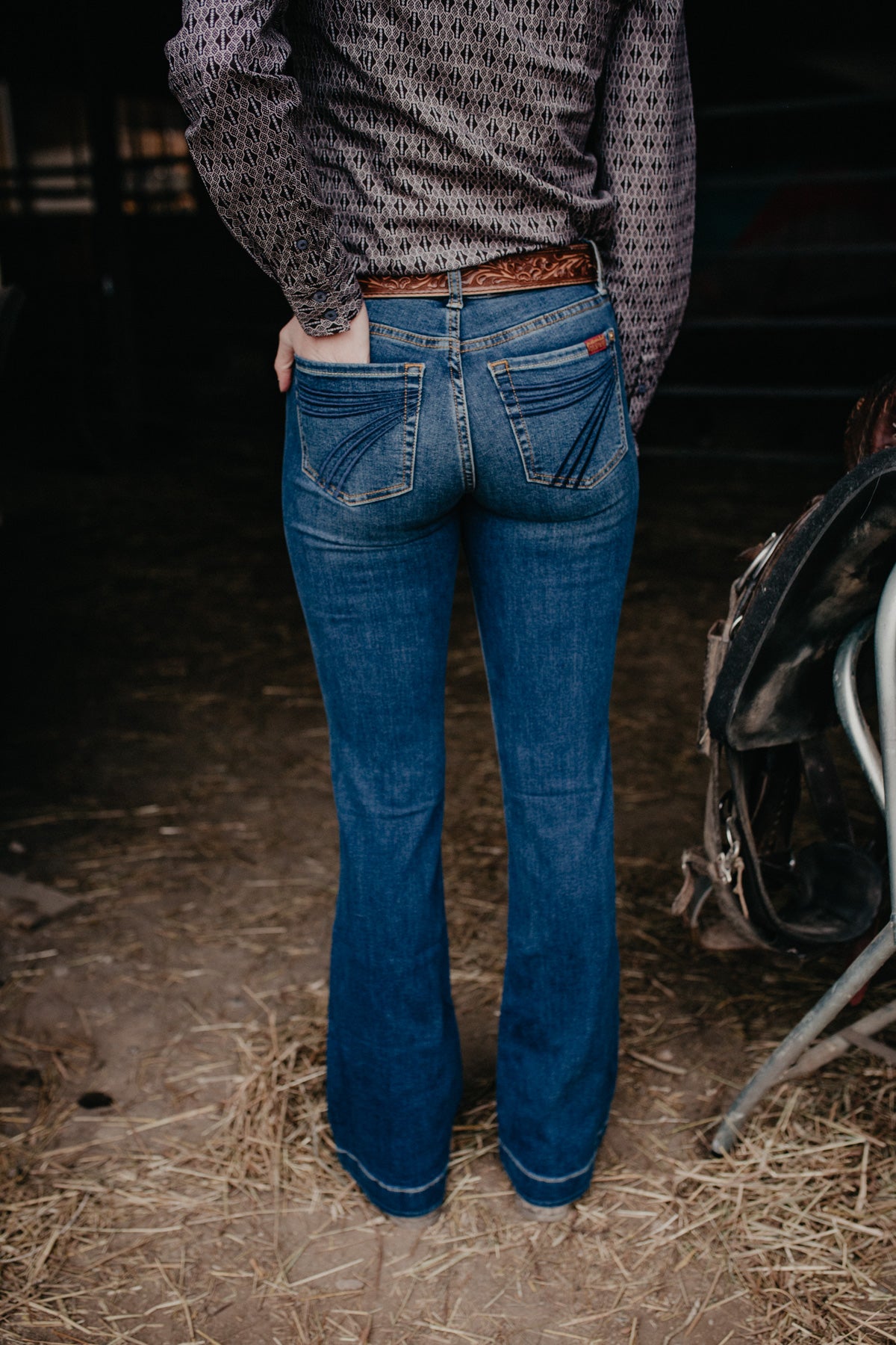 'Melrose' Dark Wash Dojo Flare Jean by 7 For All Mankind