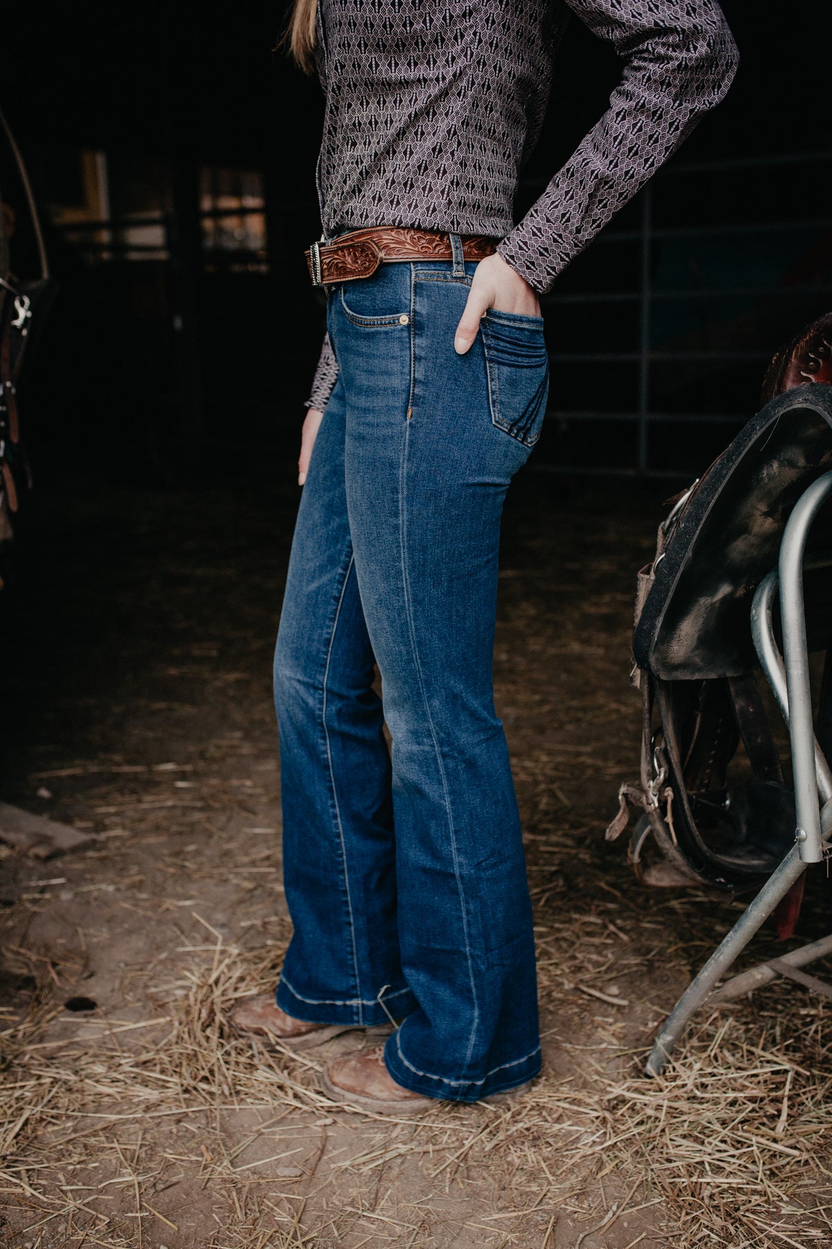 'Melrose' Dark Wash Dojo Flare Jean by 7 For All Mankind