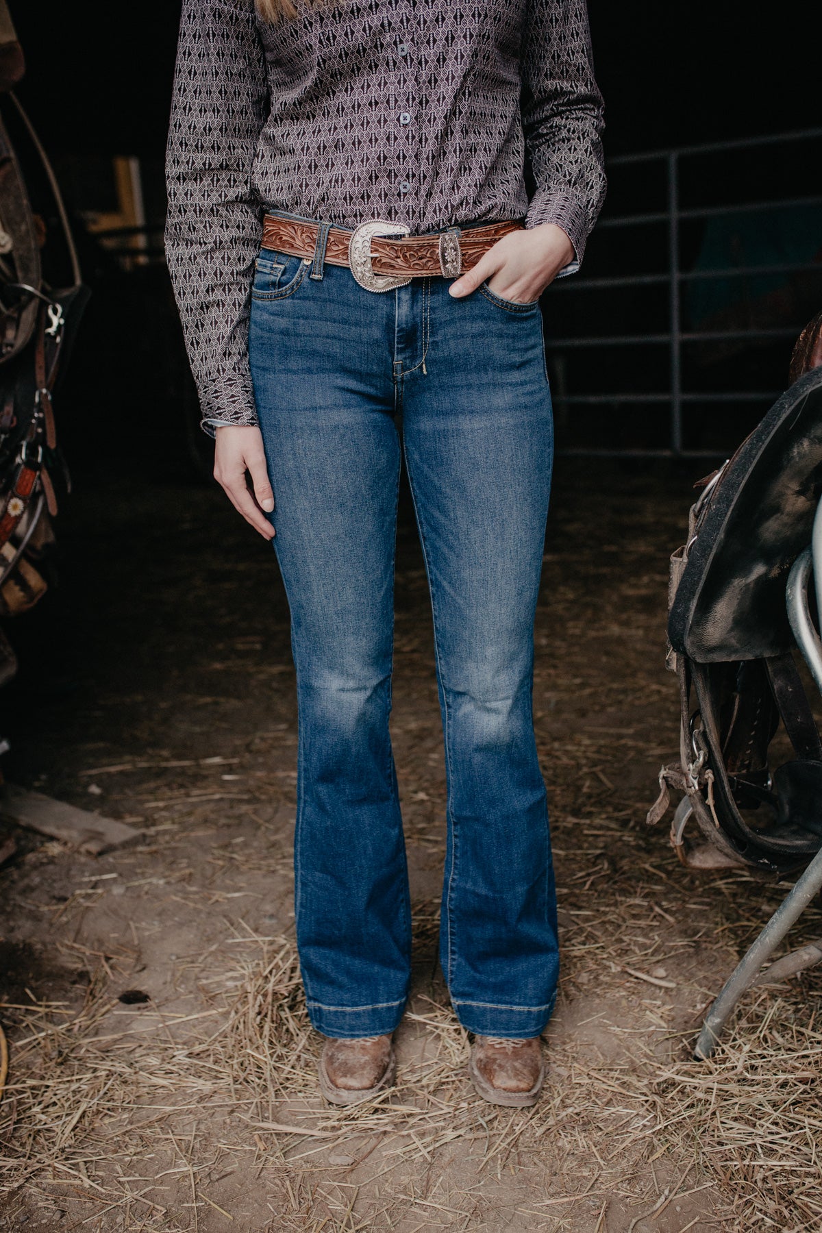 'Melrose' Dark Wash Dojo Flare Jean by 7 For All Mankind