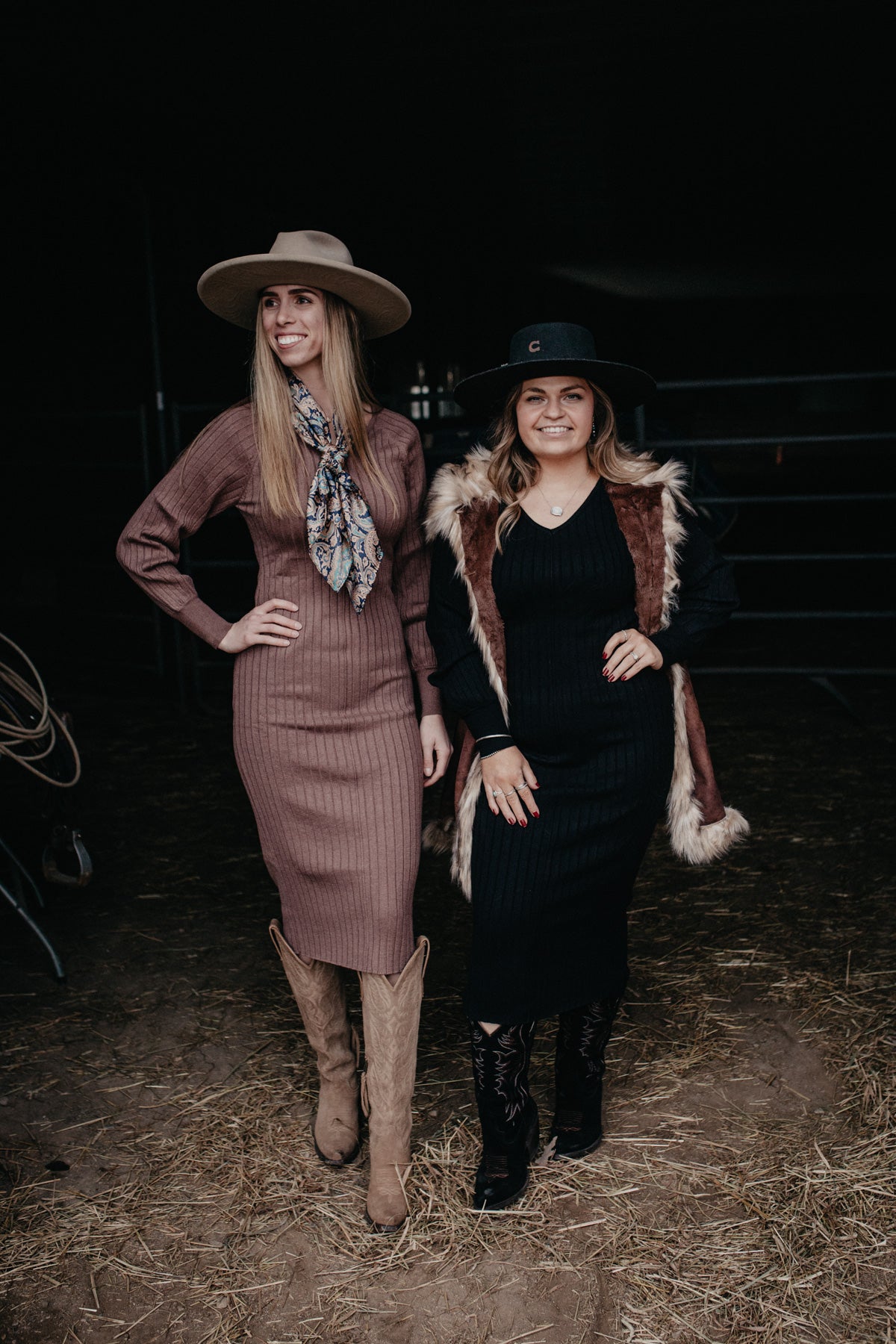 'Alessia' V Neck Ribbed Knit Midi Dress (Black Large Only)