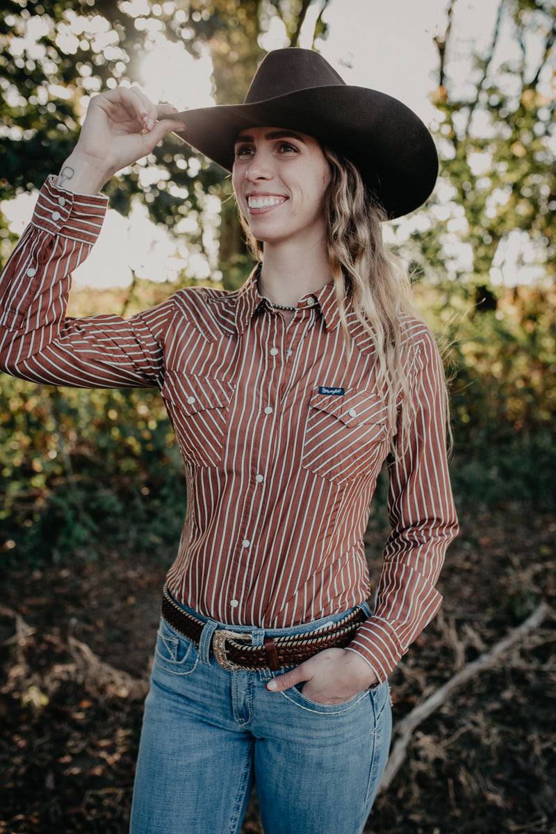 'Kyra' Burnt Rust Wrangler Pearl Snap (S-XXL)