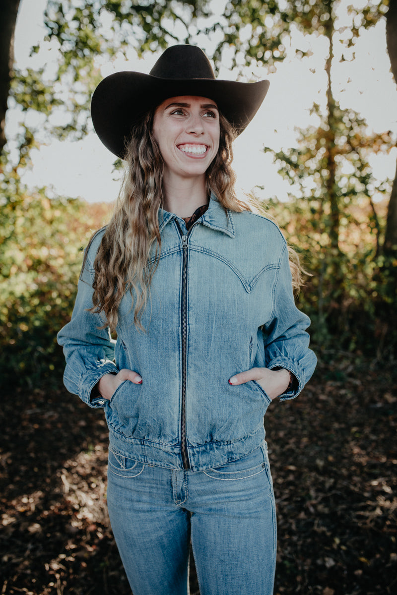 'Kass' Women's Ariat Denim Bomber Jacket (XS-XXL)